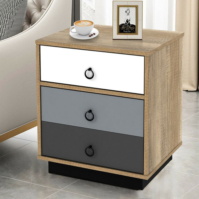Costway 2PCS Nightstand with Drawer and Storage Cabinet Wooden Sofa Side Table End Table, 3 of 11