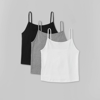 Women's Slim Fit 3pk Bundle Cropped Cami Tank Top - Wild Fable™ White/Gray/Black XXS