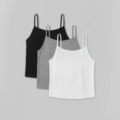 Ladies Girls Grey Crop Top Ribbed Cotton Super Stretchy Tank Tops