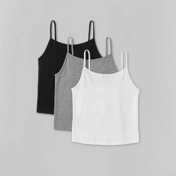 Women's Slim Fit 3pk Bundle Cropped Cami Tank Top - Wild Fable™ White/Gray/Black