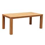 71" Rectangle Teak Dining Table with Umbrella Holes - Natural - Courtyard Casual