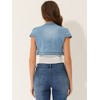 INSPIRE CHIC Women's Casual Cap Sleeve Open Front Crop Denim Shrugs - 4 of 4