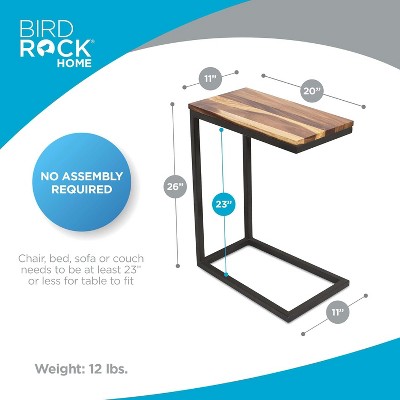 Acacia Wood and Metal C-Shaped Industrial Side Table