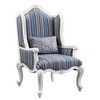 31" Ciddrenar Fabric Chair White Finish - Acme Furniture: Queen Anne Legs, Floral Linen Upholstery, No Assembly Required - 3 of 4