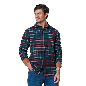 Hope & Henry Men's Organic Flannel Shirt with Suede Detail - 1 of 4