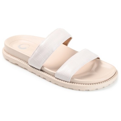 Journee Collection Womens Stellina Slide Flat Sandals Off White 11