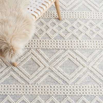 Ivory Hand-Tufted Wool and Cotton Square Rug, 6'