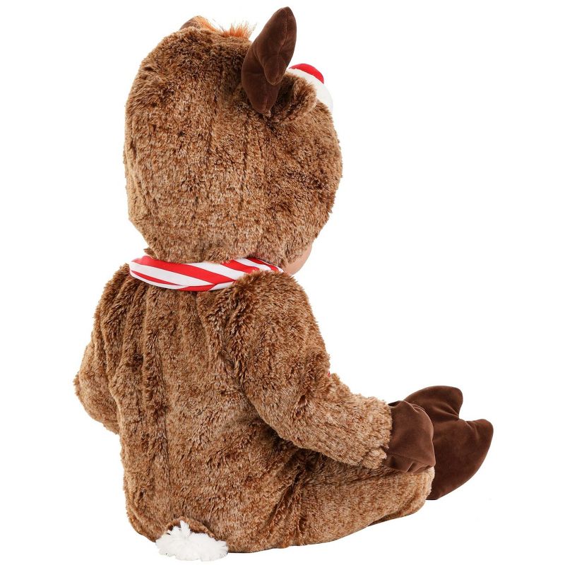 HalloweenCostumes.com 0-3 Months   Reindeer Plush Costume for Infant's, Red/White/Brown, 2 of 4