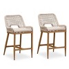 PURPLE LEAF Bar Stools Set of 2 Height Metal Bar Chairs with Back Modern Aluminum Tall Comfy Wicker Woven Boho Barstools Garden Pool Patio Outdoor - 2 of 4