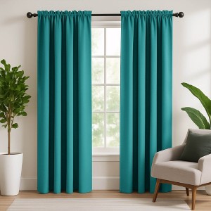 Deconovo-SolidBlackout-RodCurtains-2Panels - 1 of 4