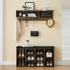 Whizmax Hall Tree Shoe Bench Industrial 6 in 1 Coat/Shoe Rack with 5 Hooks,12 Storage Cubbies with Bookshelf and Small Blackboard,for Entryway,Hallway - 2 of 4