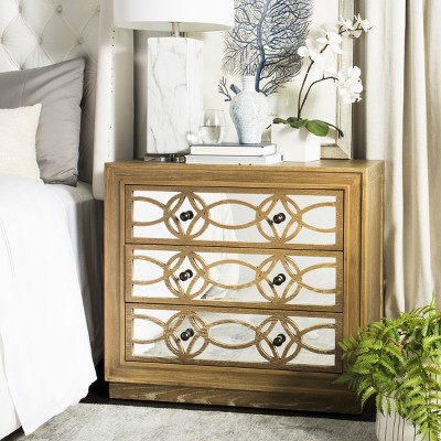 Rustic Oak and Mirrored 3-Drawer Transitional Chest