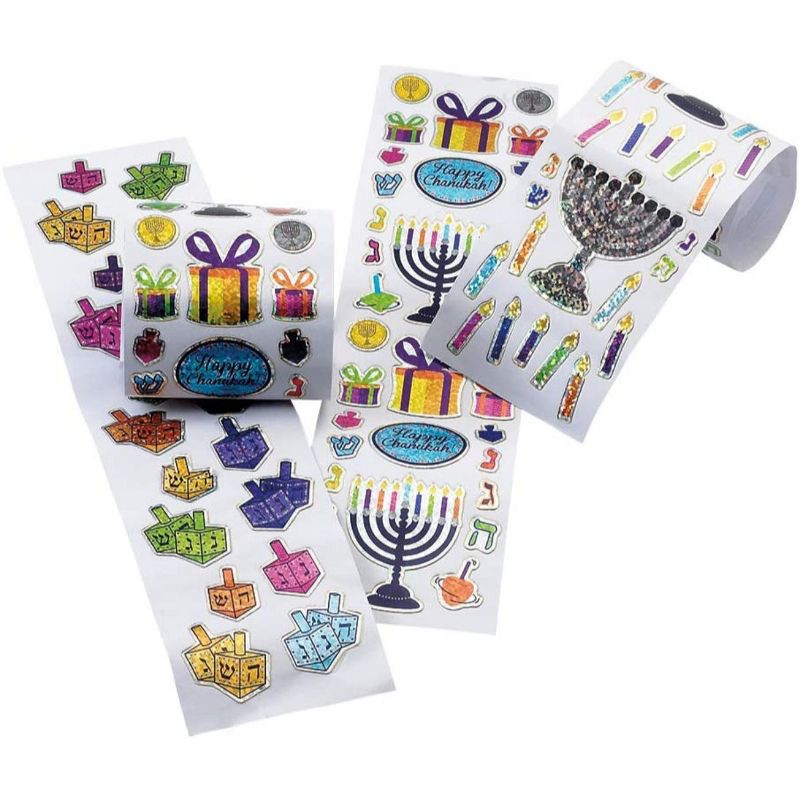 Rite Lite 6.9" Judaica Happy Chanukah Prismatic Stickers - White/Blue, 2 of 4