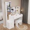 NicBex Vanity Desk with Mirror and Light Vanity with Full Body Mirror Cabinet and Round Mirror, Built-in Socket, Cushioned Stool for Bedroom - 3 of 4