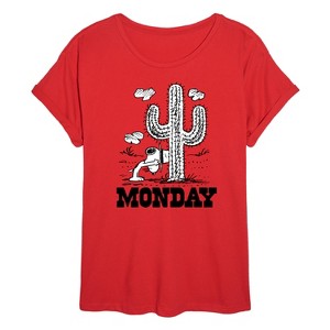 Women's - Peanuts - Spike Cactus Monday Oversized Graphic T-Shirt - 1 of 4
