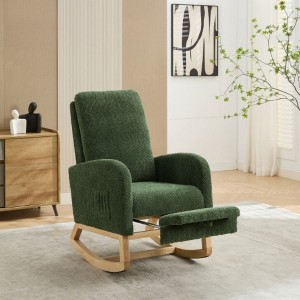 WhizMax Gliding Rocking Chair With Retractable Footrest & High Back, Upholstered Lounge Armchair With Side Pocket For Living Room Bedroom - 1 of 4