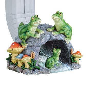 Collections Etc Hand-Painted Frog Family Decorative Downspout Cover 8.25 X 6.5 X 6.5