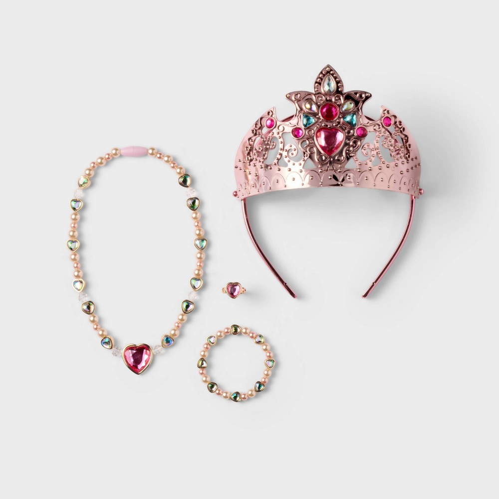 Pretend Play Jewelry Accessory Pack with Crown, Necklace, Bracelet & Ring - Gigglescape™