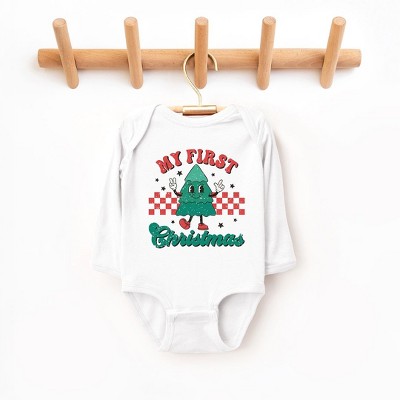 The Juniper Shop My First Christmas Tree Baby Long Sleeve Bodysuit