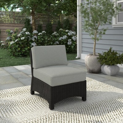 Glenwillow Home Alvory Patio Pe Rattan Armless Chair With Grey Cushions ...