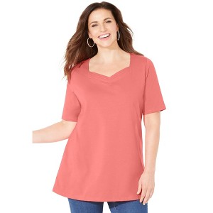 Catherines Women's Plus Size Suprema Sweetheart Tee - 1 of 4