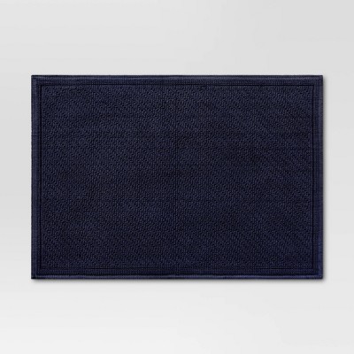 21"x30" Performance Solid Cotton Bath Mat Navy Blue - Threshold™