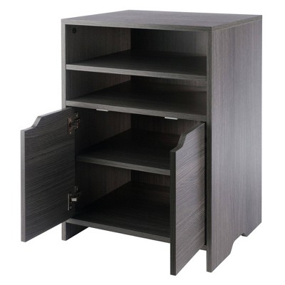 Charcoal Gray Composite Wood Office Storage Cabinet with Adjustable Shelving
