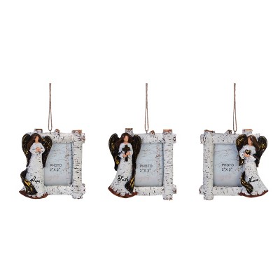 Transpac Resin Angel Frame Ornament Set of 3 Christmas Home Decorations
