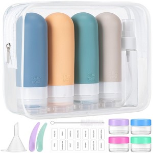 16 Pack Colorful Travel Bottles for Toiletries, 3oz TSA Approved Leak Proof Squeezable Silicone Containers - 1 of 4