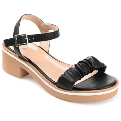 Journee Collection Womens Dexxla Buckle Ankle Strap Low Platform Sandals Black 8.5