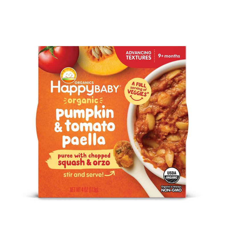 Happy Baby Advancing Textures Bowl Pumpkin &#38; Tomato Paella Baby Meals - 4oz, 1 of 4