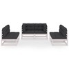 vidaXL 6 Piece Patio Lounge Set with Cushions Solid Wood Pine - White With Cushions - 3 of 4