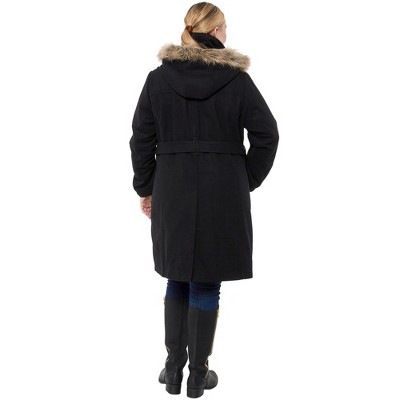 Alpine Swiss Women’s Plus Size Wool Blend Long Trench Coat with Removable Fur Hood and Belt, Sizes 2X 3X — фото 5