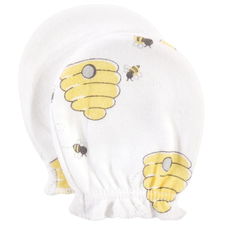 Hudson Baby Infant Cotton Scratch Mittens 10pk, Bee, One Size, 3 of 9