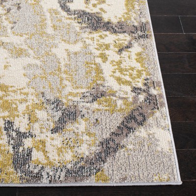 Ivory and Grey Hand-knotted Synthetic Rectangular Area Rug