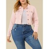 Agnes Orinda Women's Plus Size Cropped Long Sleeve Trendy Fashion Denim Jean Jackets - 2 of 4