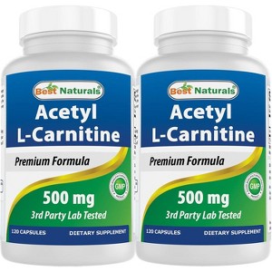 2 Pack Best Naturals Acetyl L-Carnitine 500 mg 120 Capsules - 1 of 4