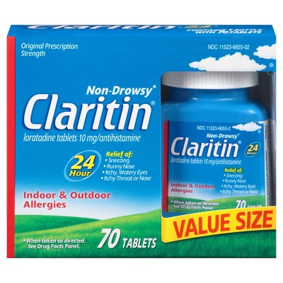 Claritin 24 Hour Non-Drowsy Allergy Relief Tablets - Loratadine - 70ct