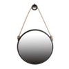 29.5inin On-trend Hanging Round Mirror with Black Framed and with Rope Strap Contemporary Industrial Decor for Bathroom, Bedroom, or Living Space - 2 of 4
