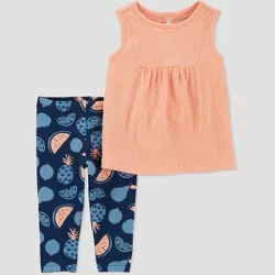 Carter's Just One You® Baby Girls' Melon Top and Bottom Set - Blue/Orange