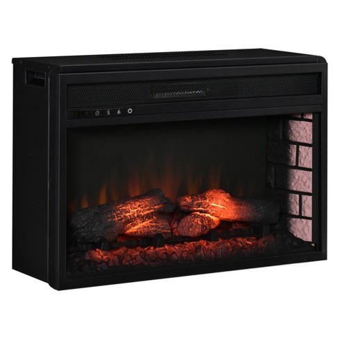 Homcom 27 Electric Fireplace Insert, Retro Recessed Fireplace Heater With  Realistic Flame, Remote Control, And Adjustable Brightness, 1400w, Black :  Target