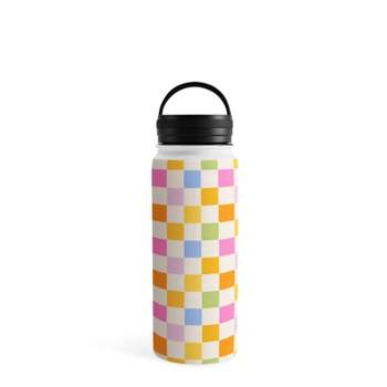 Iveta Abolina Eclectic Checker Check Cream 18 oz Water Bottle with Sport Lid - Society6