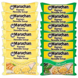 Maruchan Ramen Instant Noodle Soup Variety, 2 Flavors - 6 Packs Creamy Chicken & 6 Packs Chili, 3 Ounce Single Servings - 1 of 1