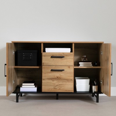 Ezra 29.25" Nordik Oak 2-Door Credenza with Drawers