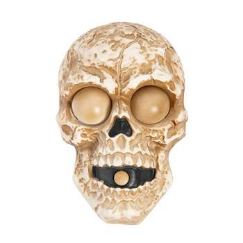 Magic Power Light-Up Skull Doorbell Halloween Decoration - 9 in x 5 in - White