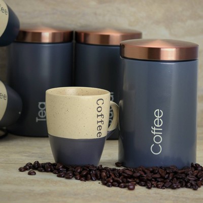 Beige Ceramic Rustic 12oz Mug Set with Stand