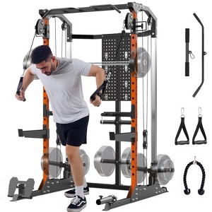 Power Cage,2000LB Capacity Multi-Function Power Rack with Independent Pulley System,Workout Cage with Adjustable Cable Crossover System,Squat Rack - 1 of 4