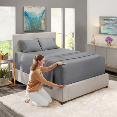 Medium Grey Queen Microfiber Deep Pocket Sheet Set