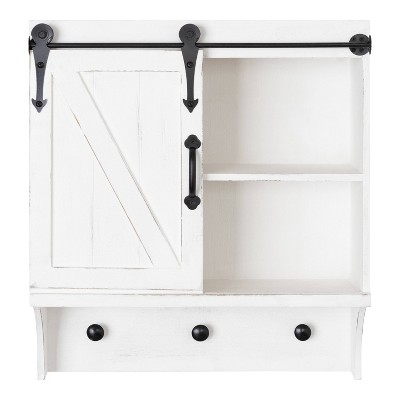 18" x 8" x 20" Farmhouse Cabinet with Sliding Door and 3 Knobs White - Kate & Laurel All Things Decor