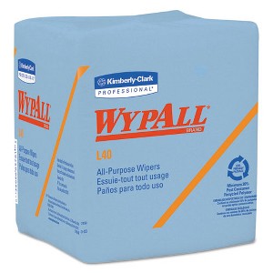 WypAll L40 Wiper, 1 / 4 Fold, Blue, 12.5 x 12, 56 / Box, 12 Boxes / Carton - 1 of 4